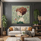 Frau Mit Roten Locken Im Art Nouveau Stil