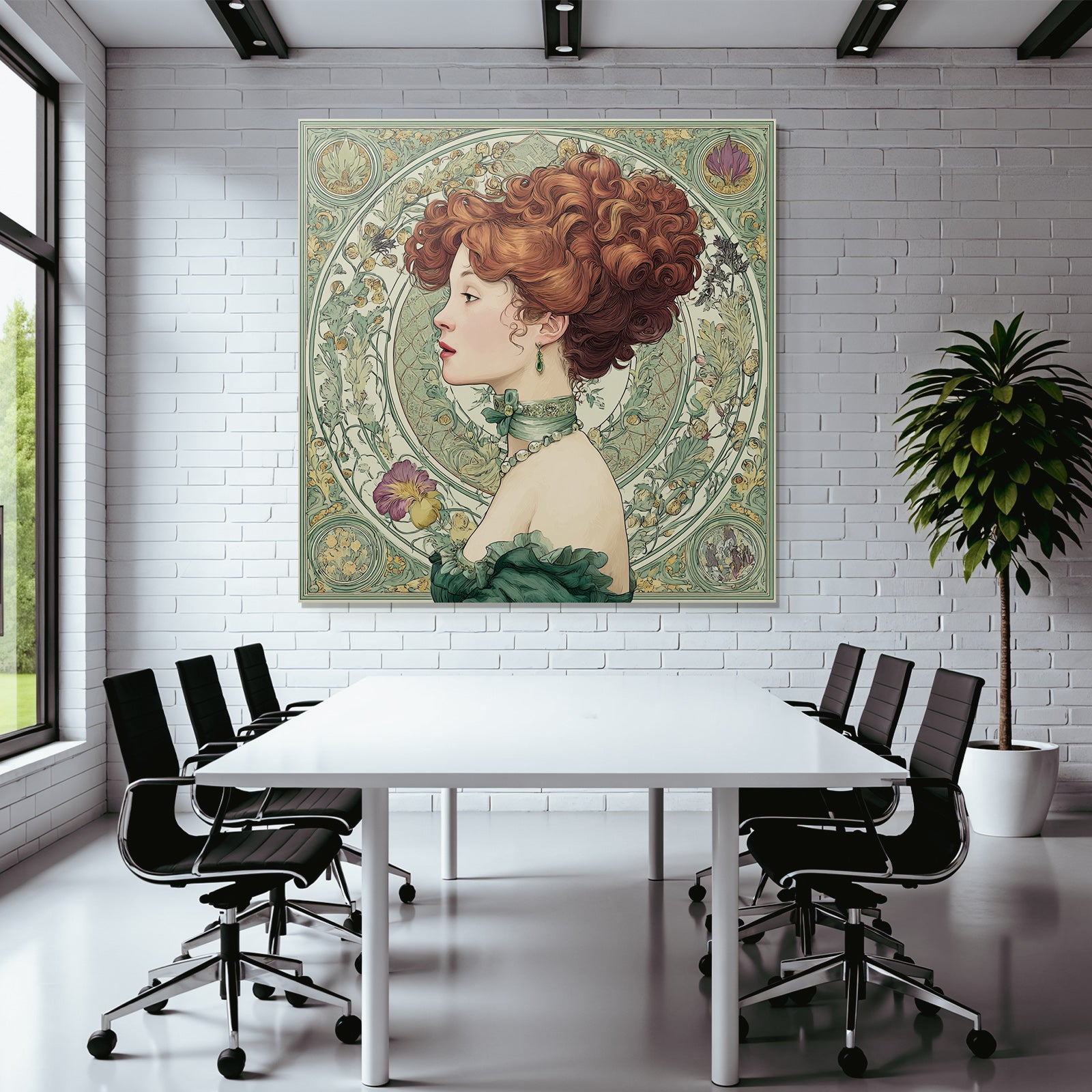 Frau Mit Roten Locken Im Art Nouveau Stil