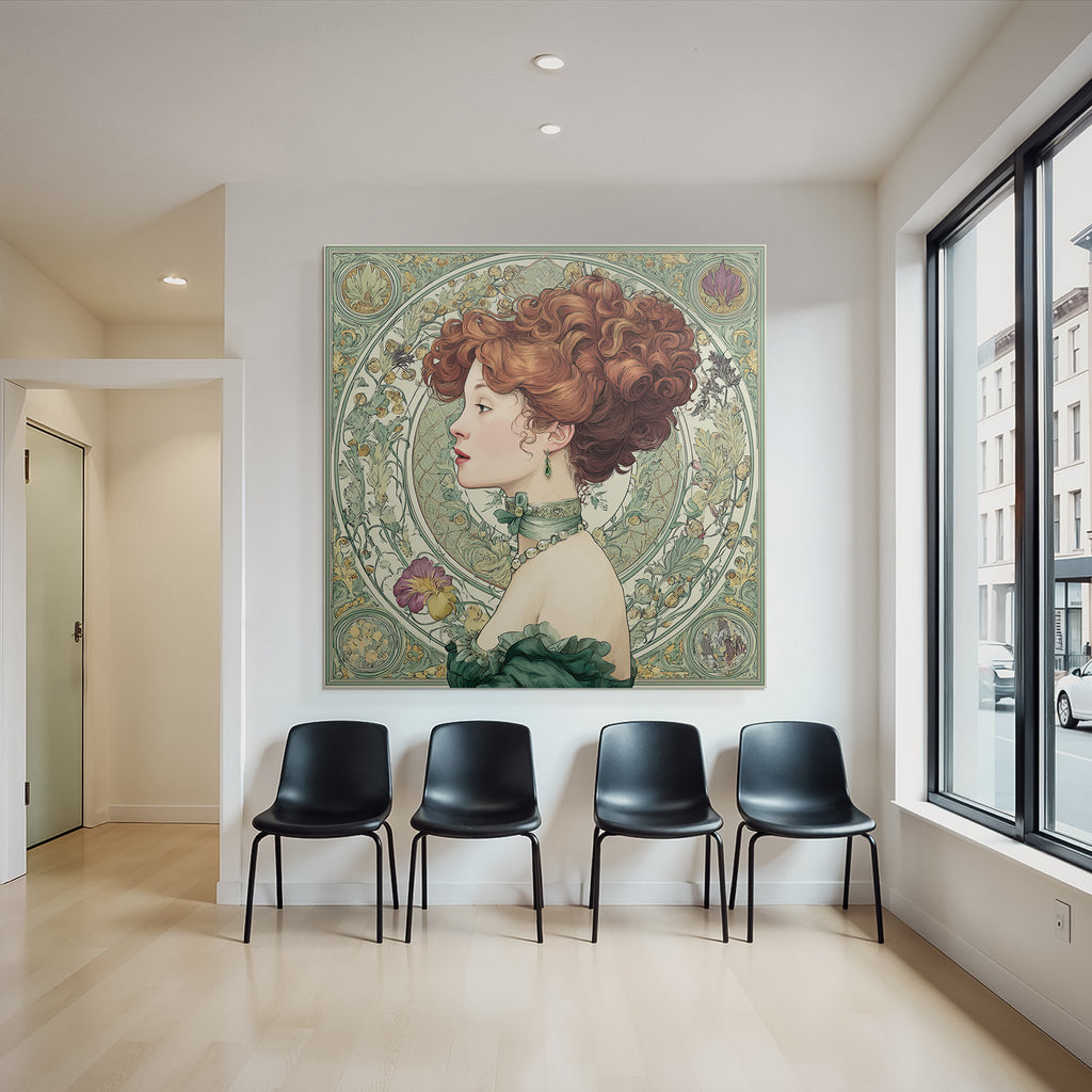 Frau Mit Roten Locken Im Art Nouveau Stil