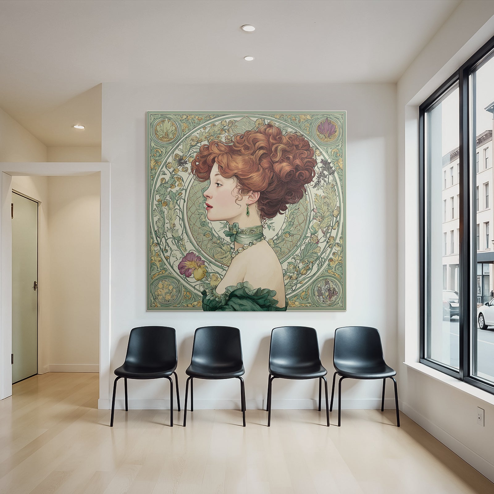 Frau Mit Roten Locken Im Art Nouveau Stil