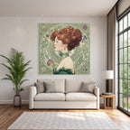 Frau Mit Roten Locken Im Art Nouveau Stil
