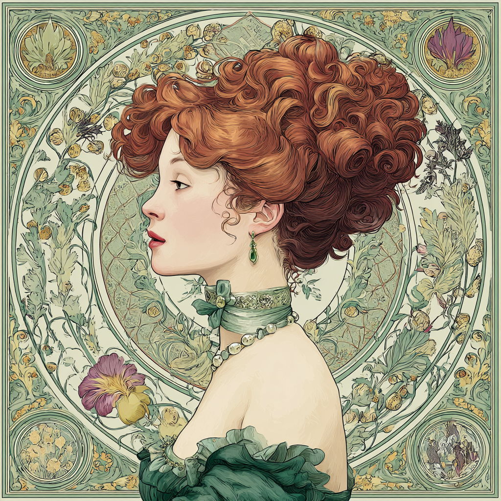 Frau Mit Roten Locken Im Art Nouveau Stil | Jugendstil | Stilrichtungen