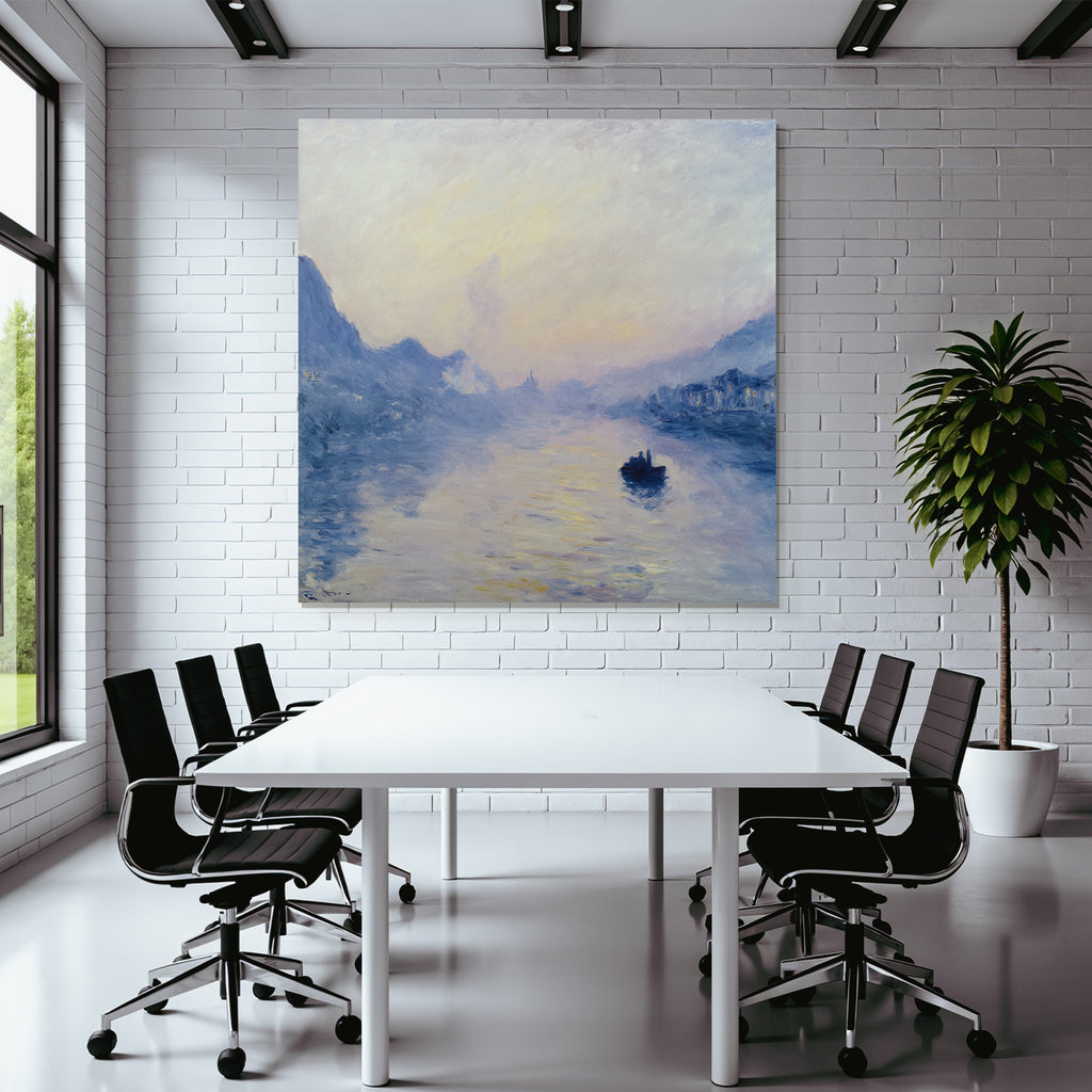 Friedliche Landschaft Mit Fluss Boot Und Gebirge