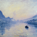 Friedliche Landschaft Mit Fluss Boot Und Gebirge | Jugendstil | Stilrichtungen