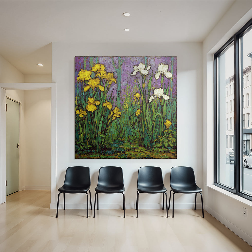 Gelbe Und Weisse Blumen Vor Lila Hintergrund