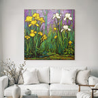 Gelbe Und Weisse Blumen Vor Lila Hintergrund