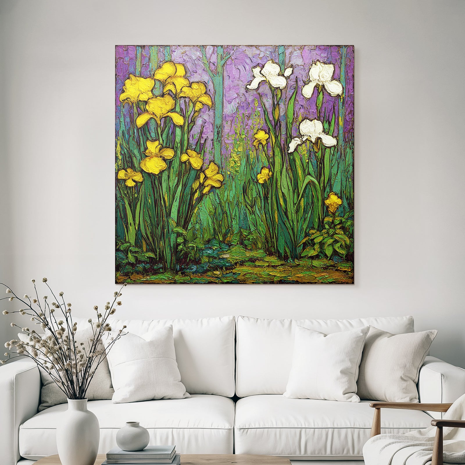 Gelbe Und Weisse Blumen Vor Lila Hintergrund
