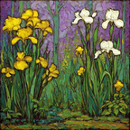 Gelbe Und Weisse Blumen Vor Lila Hintergrund | Jugendstil | Stilrichtungen