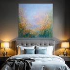 Impressionistische Landschaft Mit Zarten Blumen Und Wasser