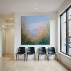 Impressionistische Landschaft Mit Zarten Blumen Und Wasser