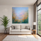 Impressionistische Landschaft Mit Zarten Blumen Und Wasser