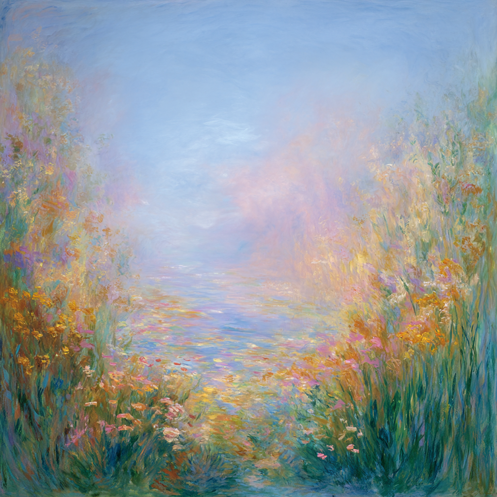Impressionistische Landschaft Mit Zarten Blumen Und Wasser | Jugendstil | Stilrichtungen