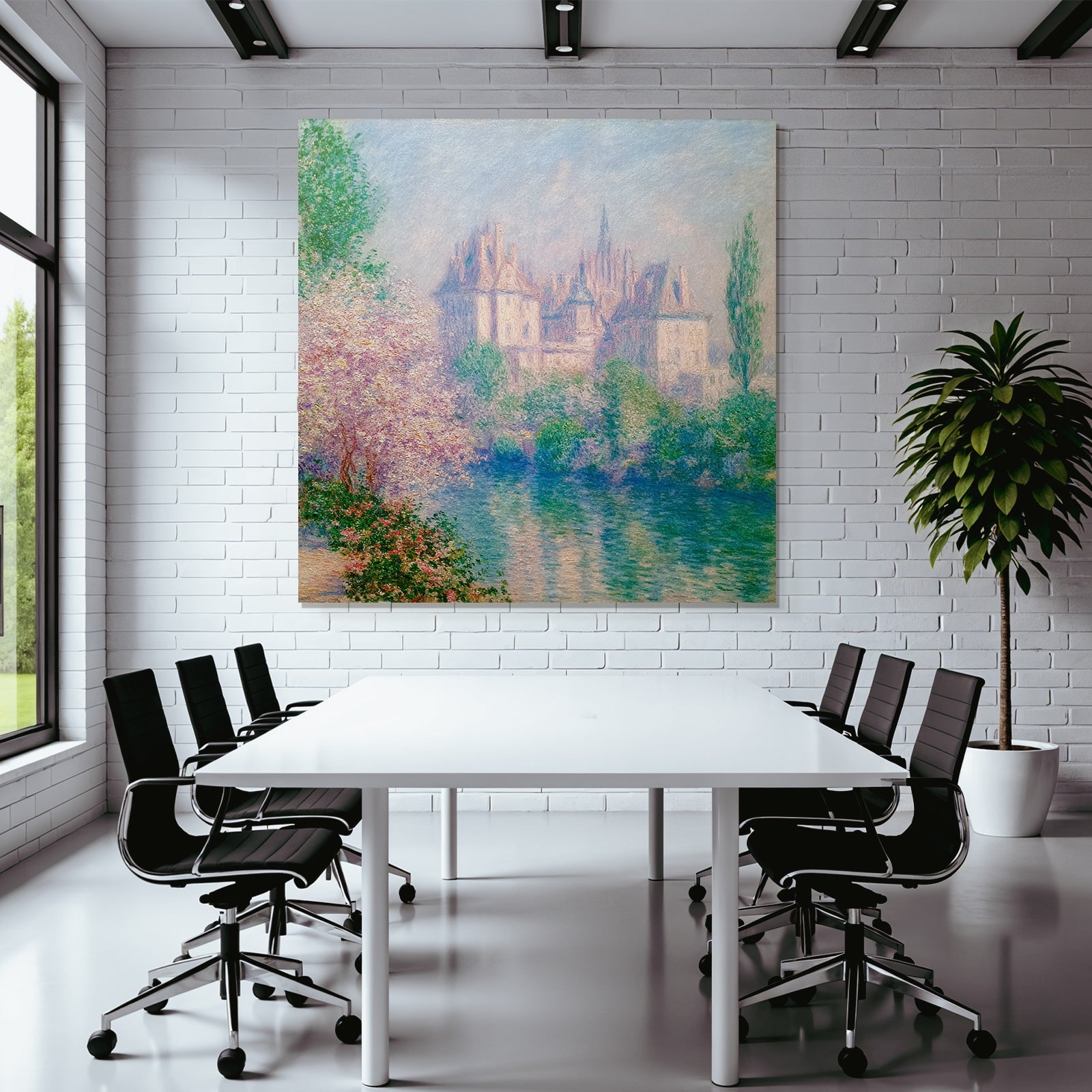 Impressionistische Schlossansicht Am Flussufer