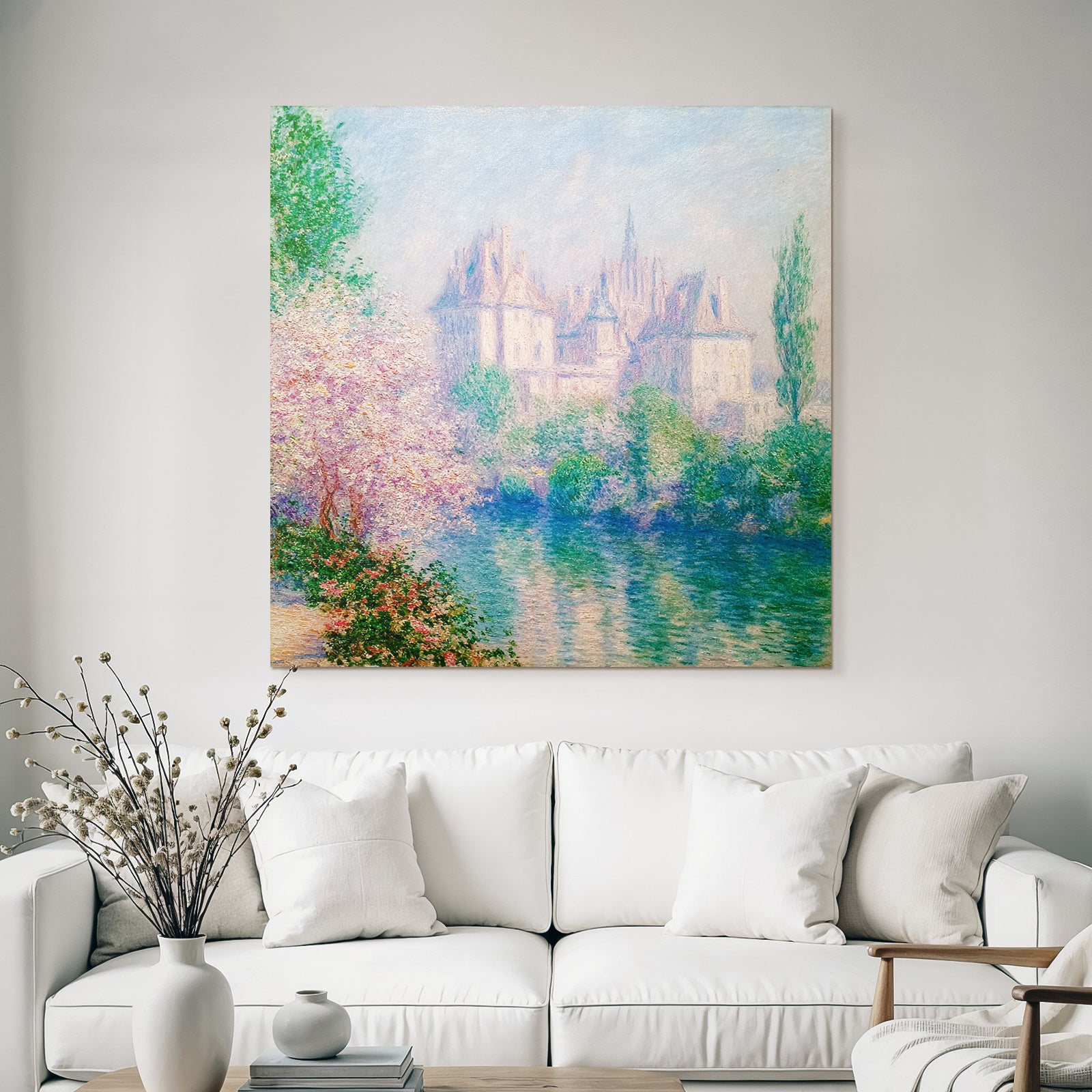 Impressionistische Schlossansicht Am Flussufer