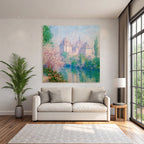 Impressionistische Schlossansicht Am Flussufer
