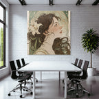 Junge Frau Mit Weisser Blume Und Sternenhintergrund
