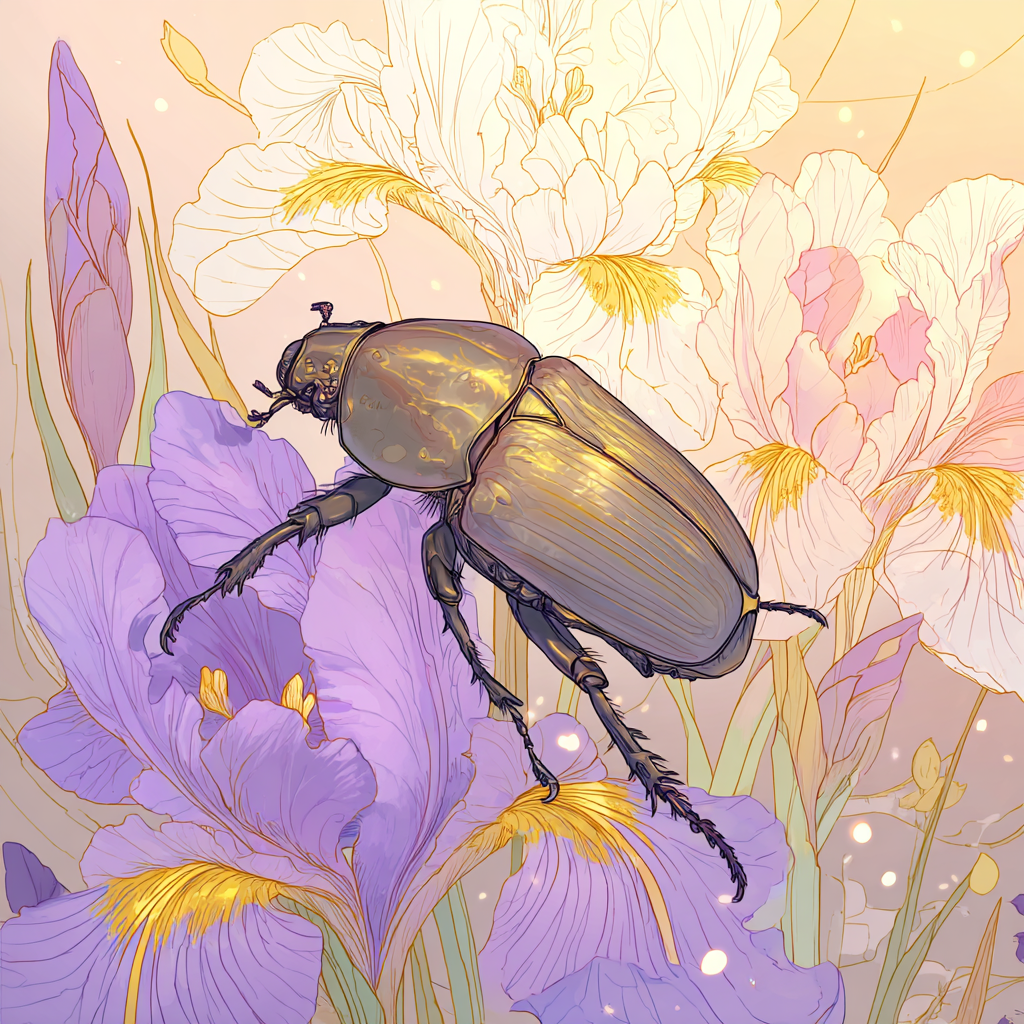 Käfer Auf Purpurnen Blüten | Jugendstil | Stilrichtungen