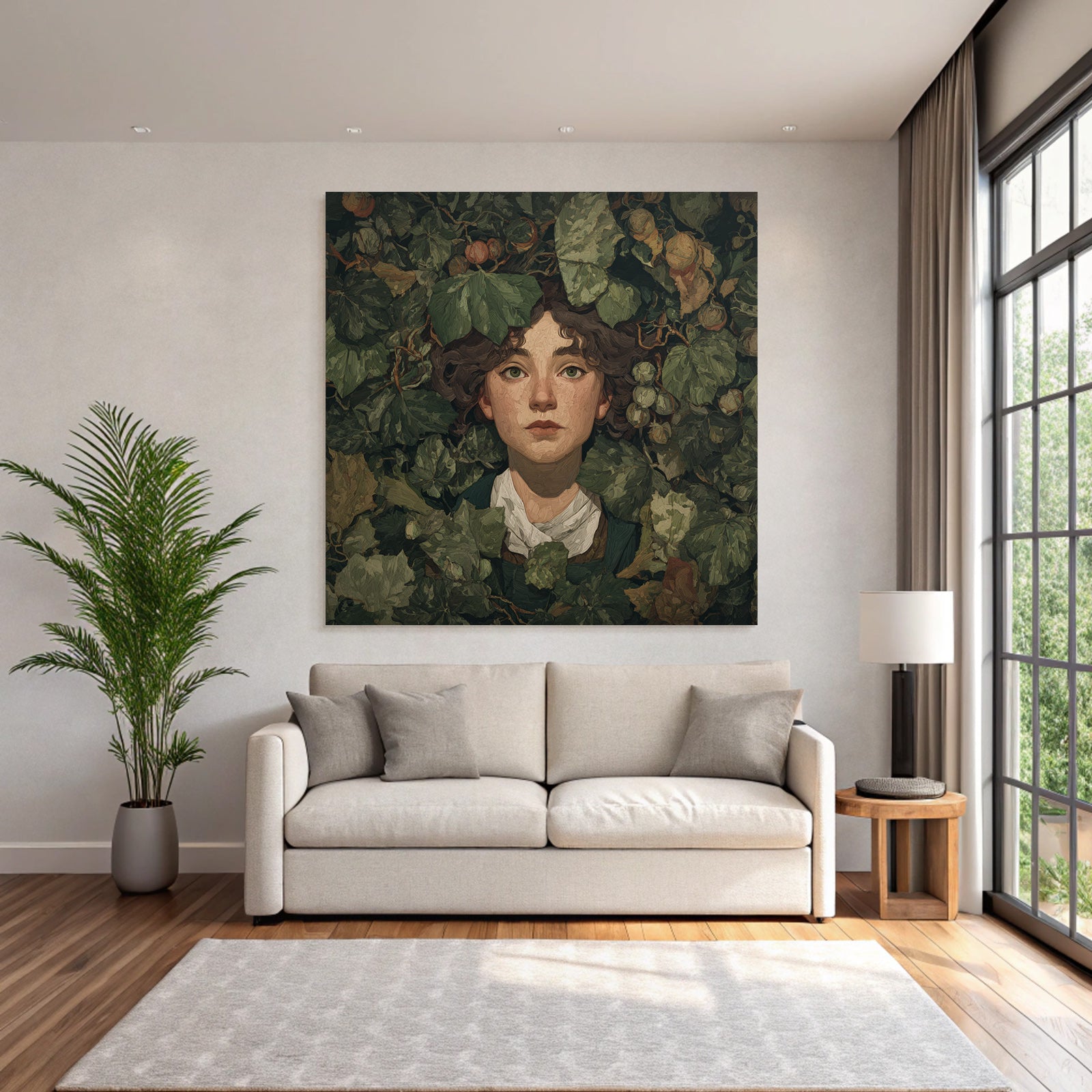 Portrait Eines Jungen Umschlossen Von Üppigem Grün Und Früchten