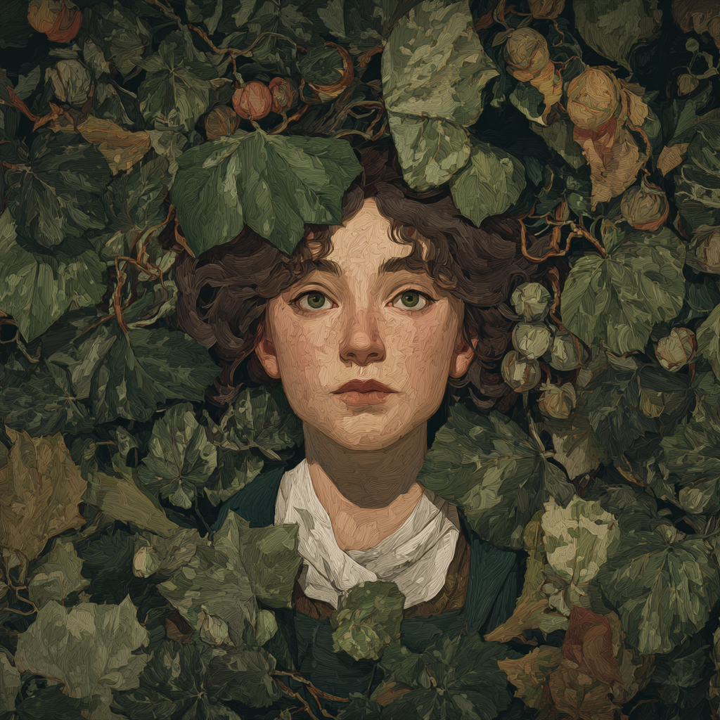 Portrait Eines Jungen Umschlossen Von Üppigem Grün Und Früchten | Jugendstil | Stilrichtungen