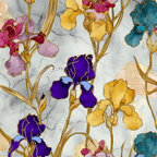 Stilisiertes Irisblumenmuster In Pastellfarben | Jugendstil | Stilrichtungen
