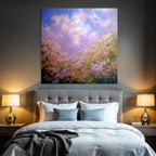 Traumhafte Blumenwiese Unter Pastellfarbenem Wolkenhimmel