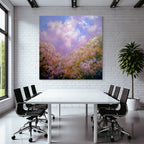 Traumhafte Blumenwiese Unter Pastellfarbenem Wolkenhimmel