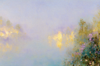 Abstrakte Impressionistische Landschaft Mit Wasser Und Vegetation In Blau Violett Und Gelbtönen | Jugendstil | Stilrichtungen
