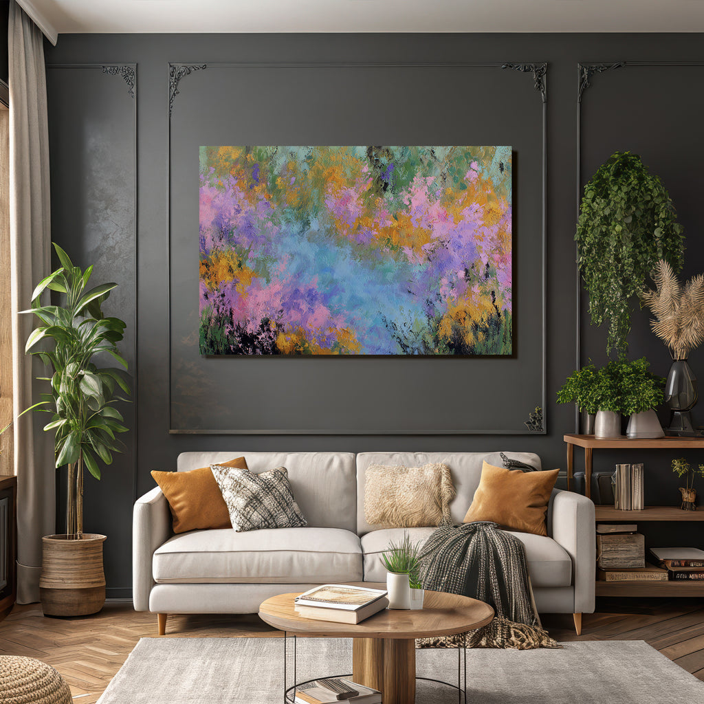 Abstraktes Impressionistisches Blumenbild In Lebendigen Farben