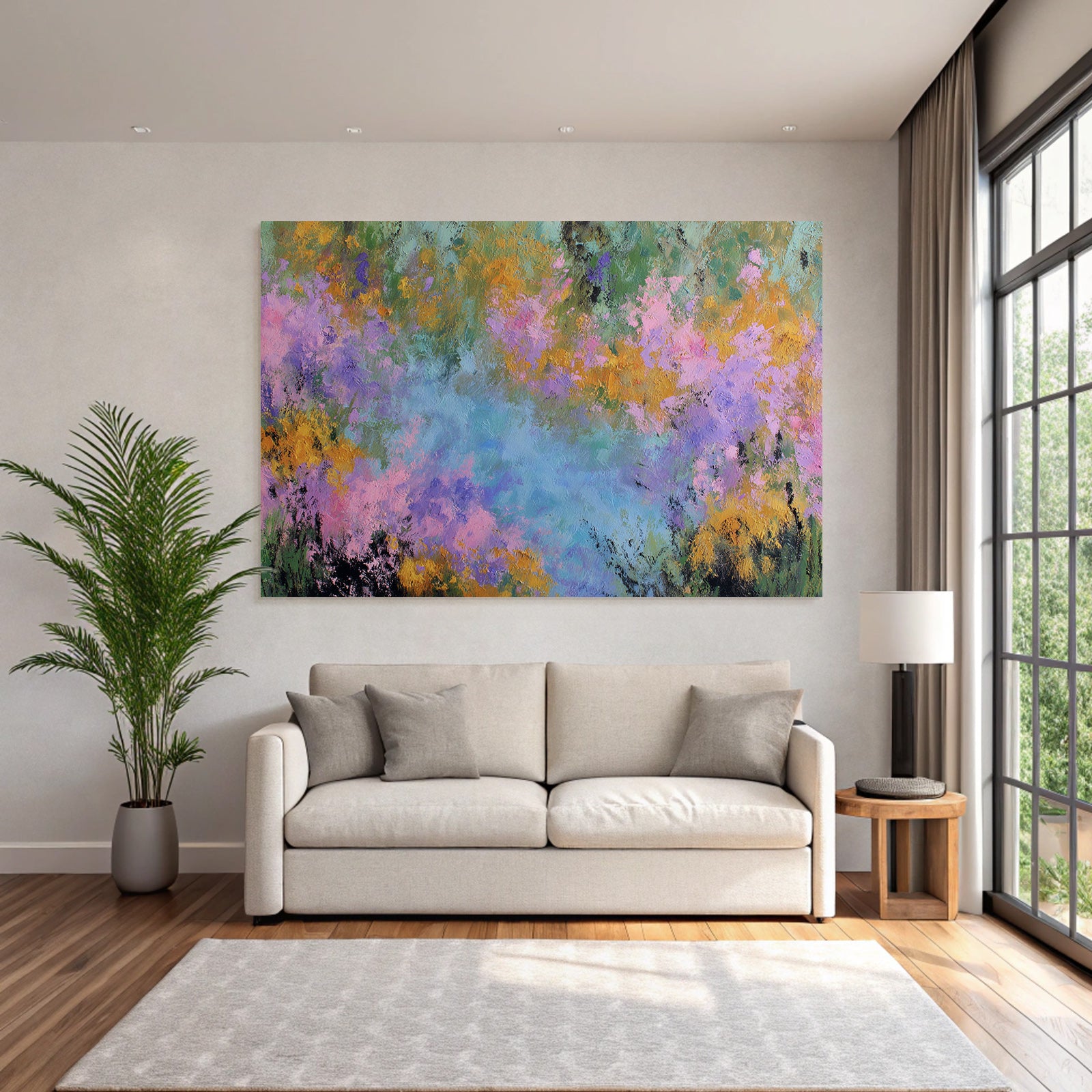 Abstraktes Impressionistisches Blumenbild In Lebendigen Farben
