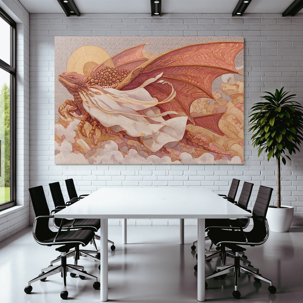 Ätherischer Drache Mit Fliessenden Stoffen