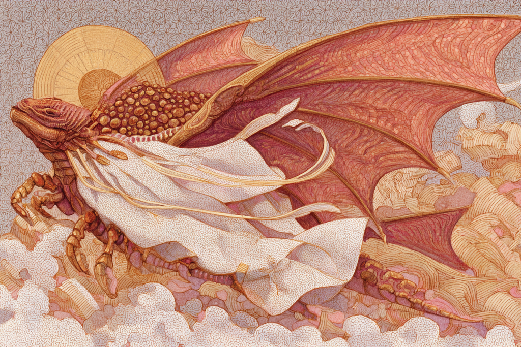 Ätherischer Drache Mit Fliessenden Stoffen | Jugendstil | Stilrichtungen