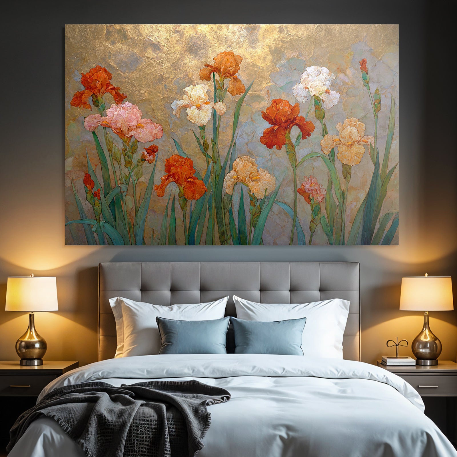 Bunte Iris Auf Goldenem Hintergrund