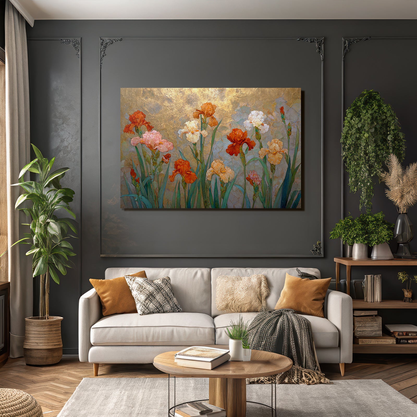 Bunte Iris Auf Goldenem Hintergrund
