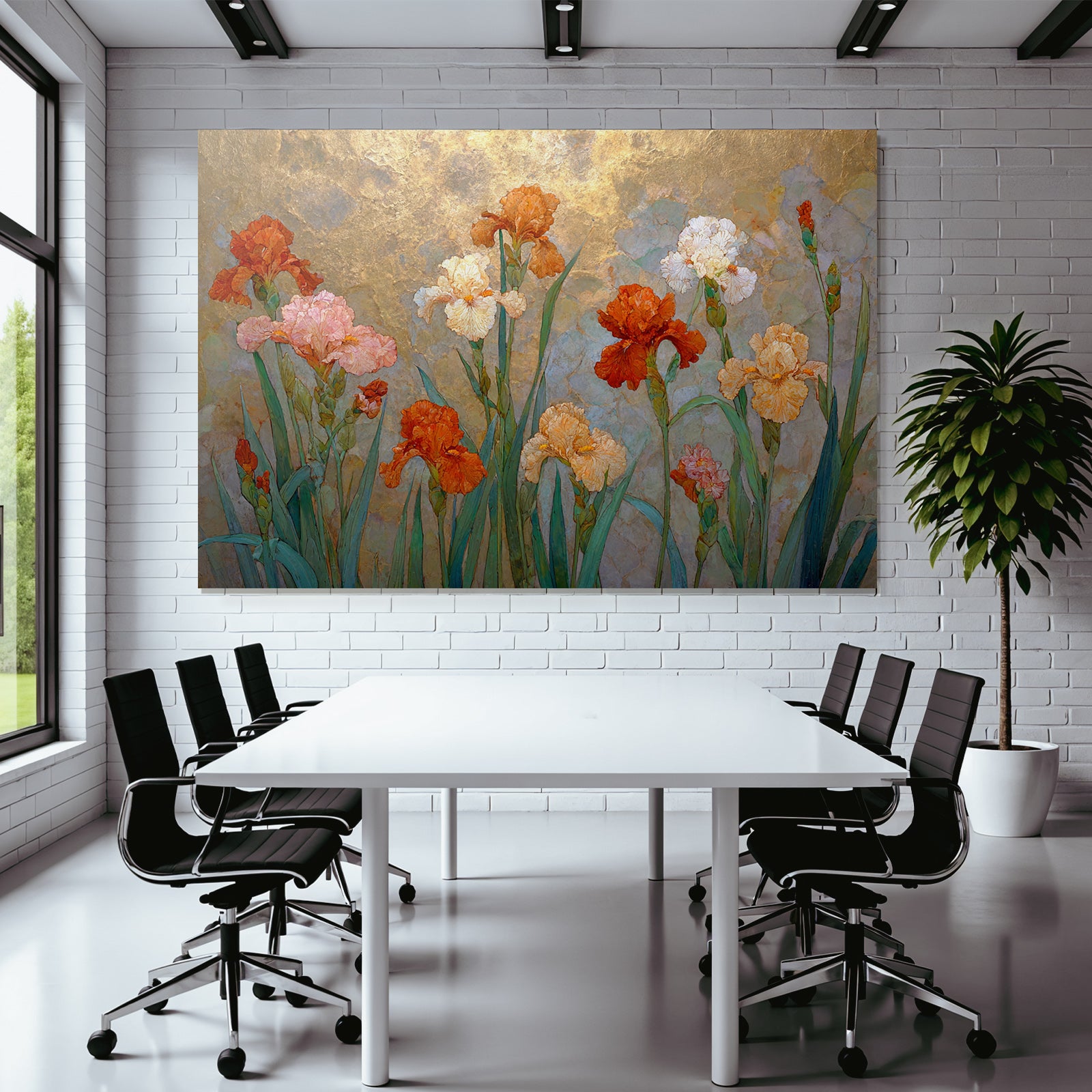 Bunte Iris Auf Goldenem Hintergrund