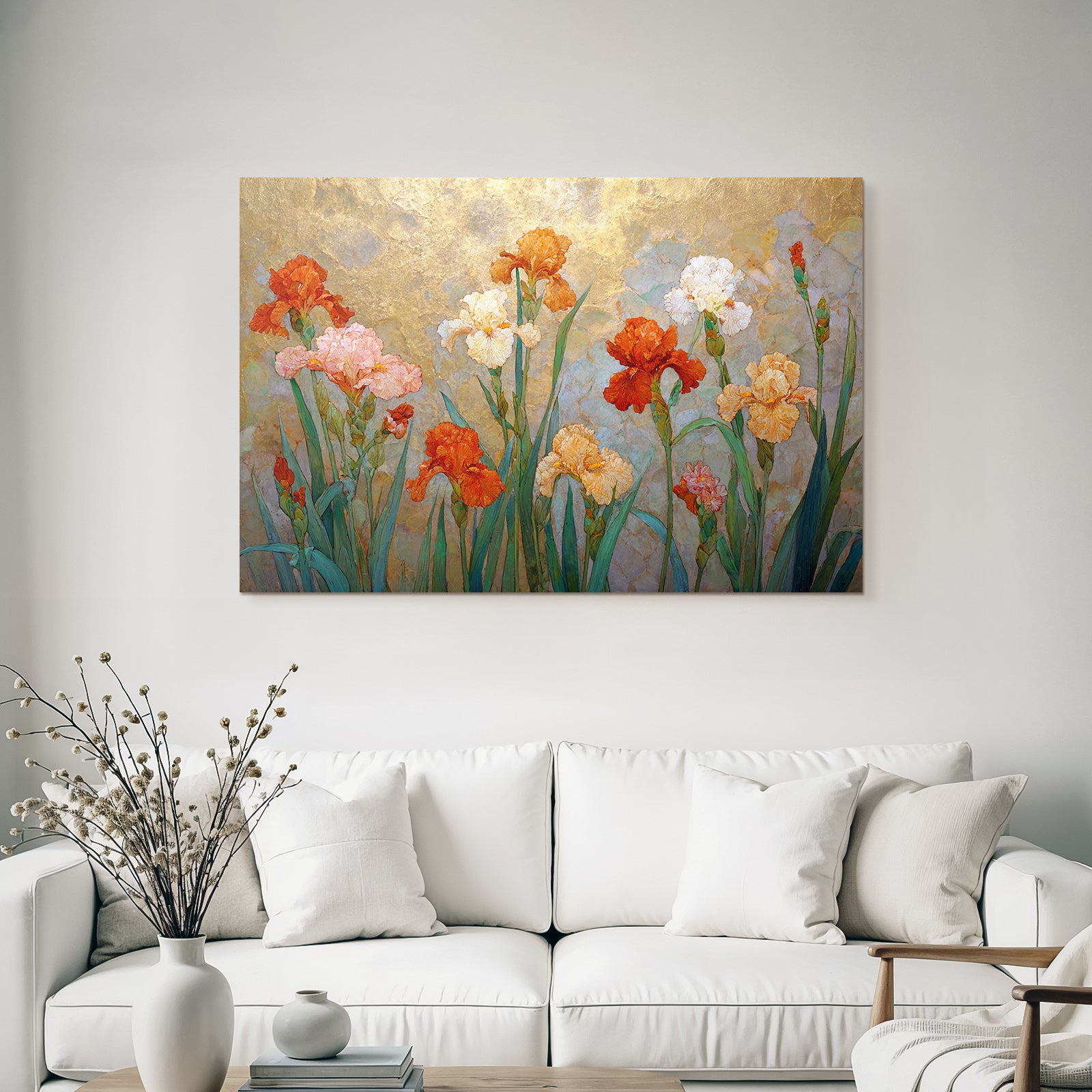 Bunte Iris Auf Goldenem Hintergrund