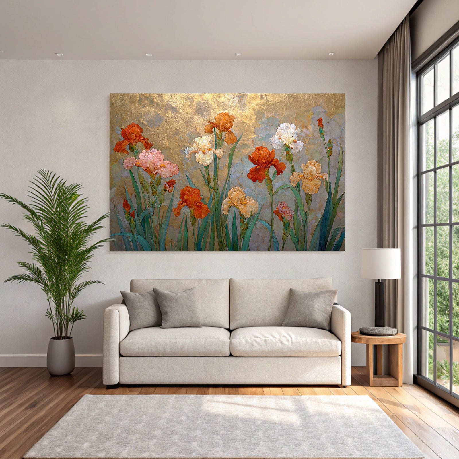 Bunte Iris Auf Goldenem Hintergrund