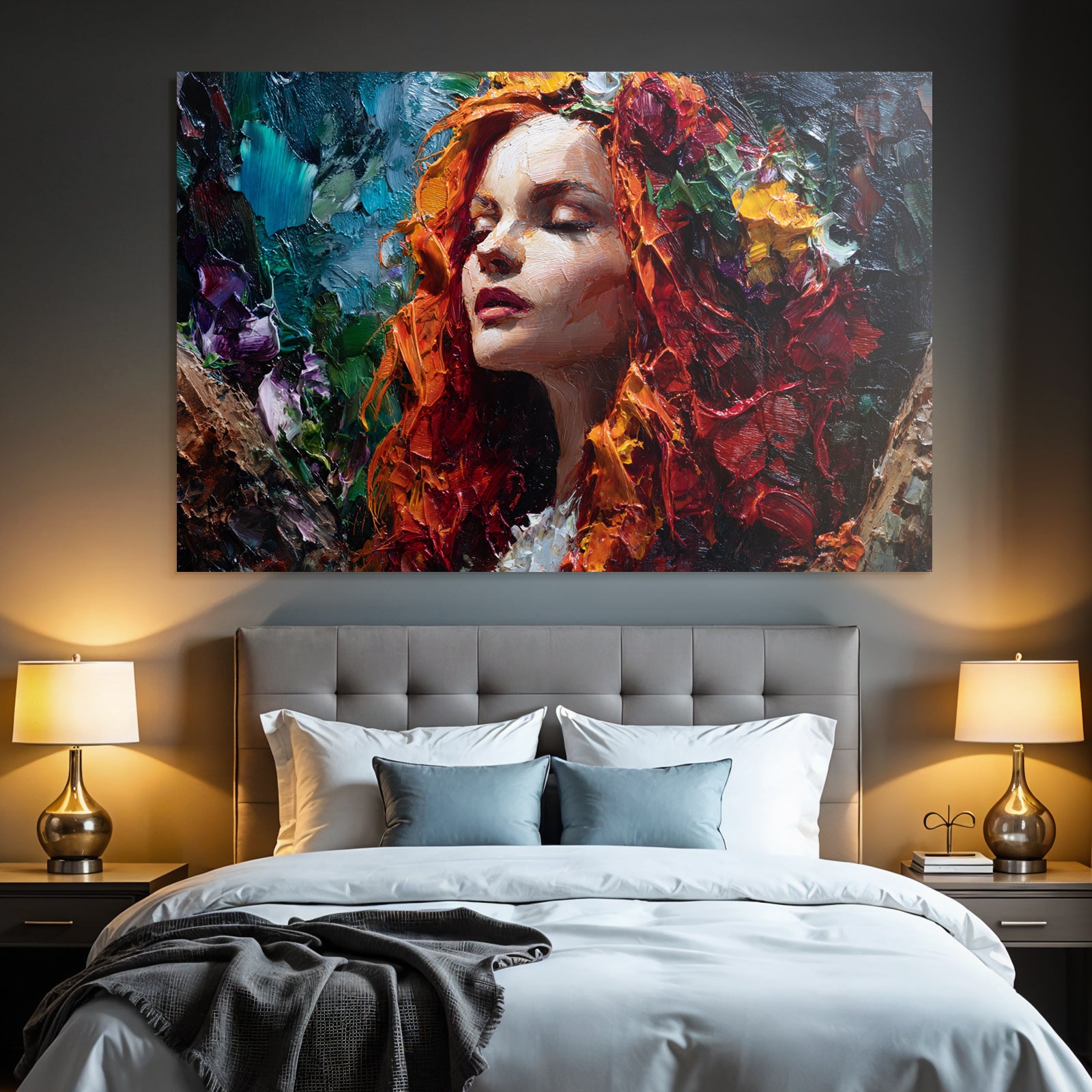 Buntes Portrait Mit Blumen Und Naturverbundenheit
