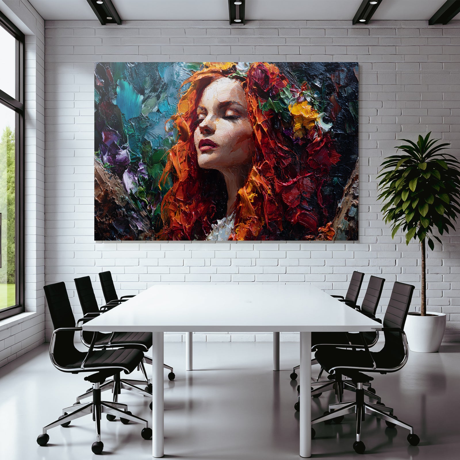 Buntes Portrait Mit Blumen Und Naturverbundenheit