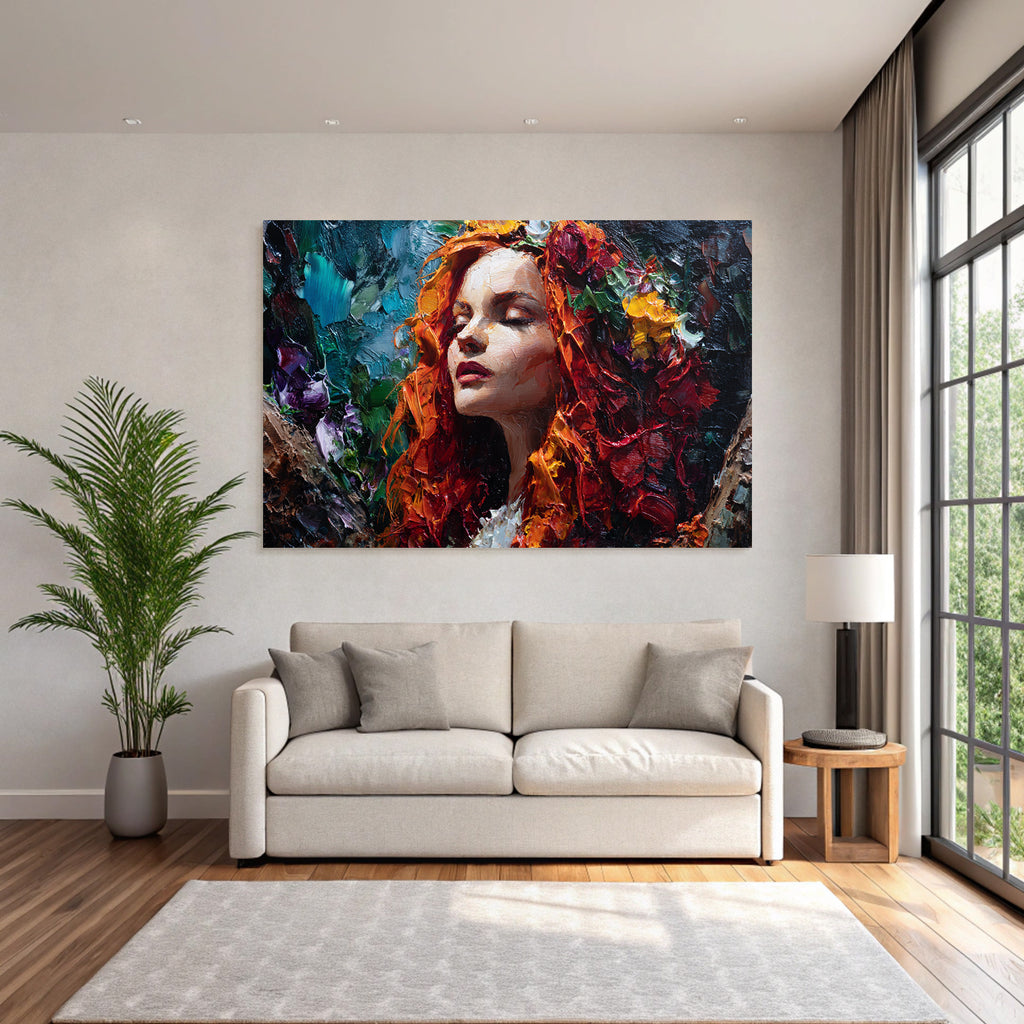 Buntes Portrait Mit Blumen Und Naturverbundenheit