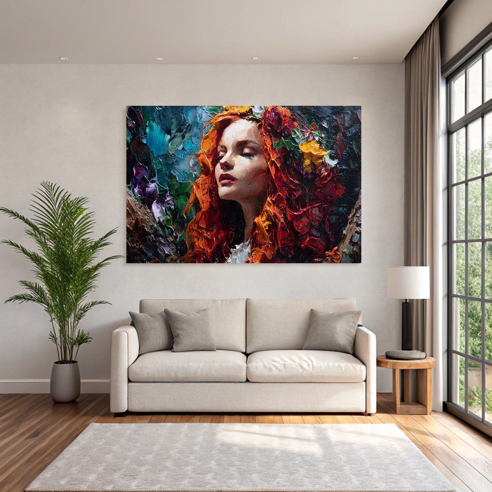 Buntes Portrait Mit Blumen Und Naturverbundenheit