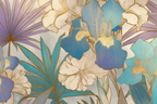Florales Blumenmuster In Blau Lila Und Creme Mit Goldumrandung | Jugendstil | Stilrichtungen