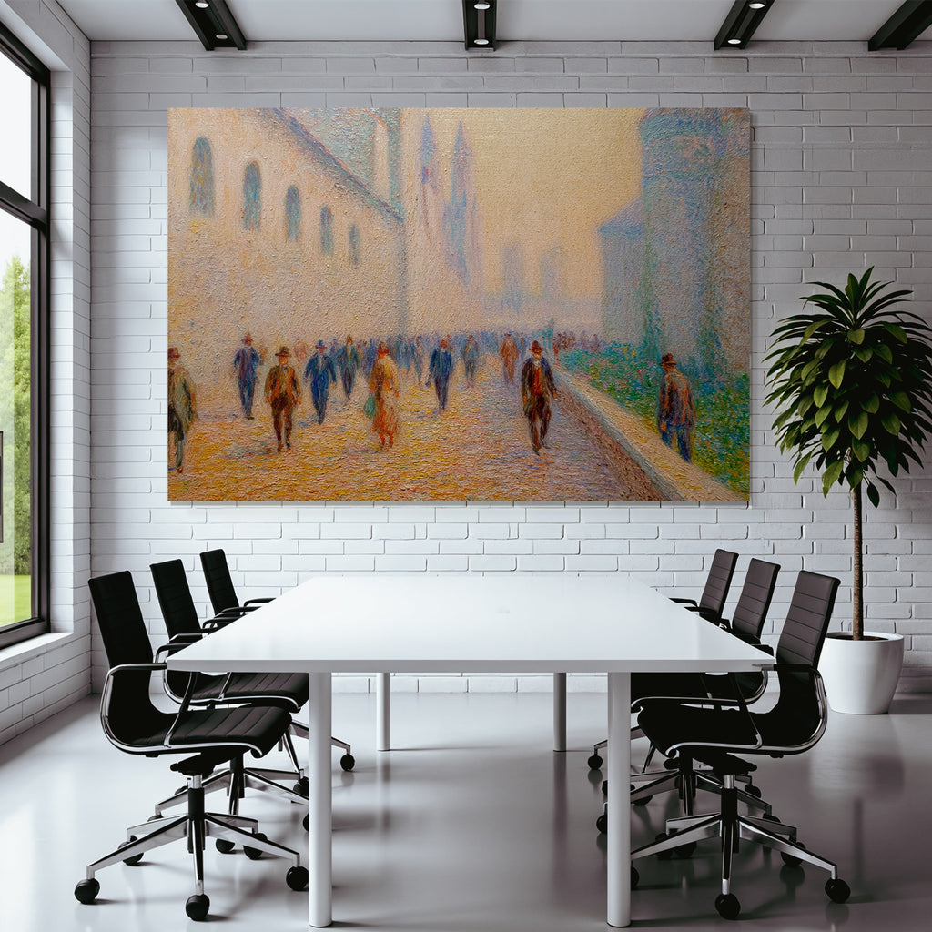 Impressionistische Strassenszene Mit Spaziergängern