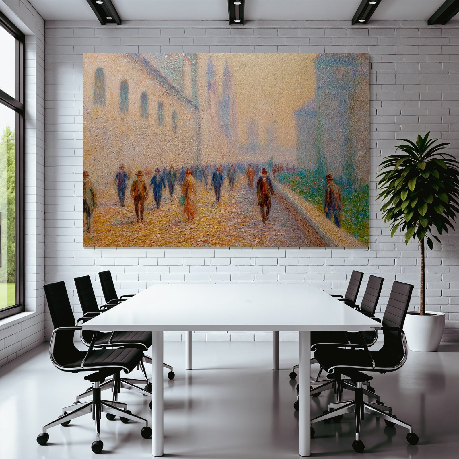 Impressionistische Strassenszene Mit Spaziergängern
