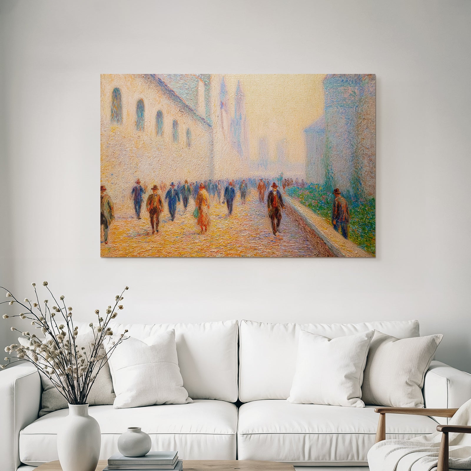 Impressionistische Strassenszene Mit Spaziergängern