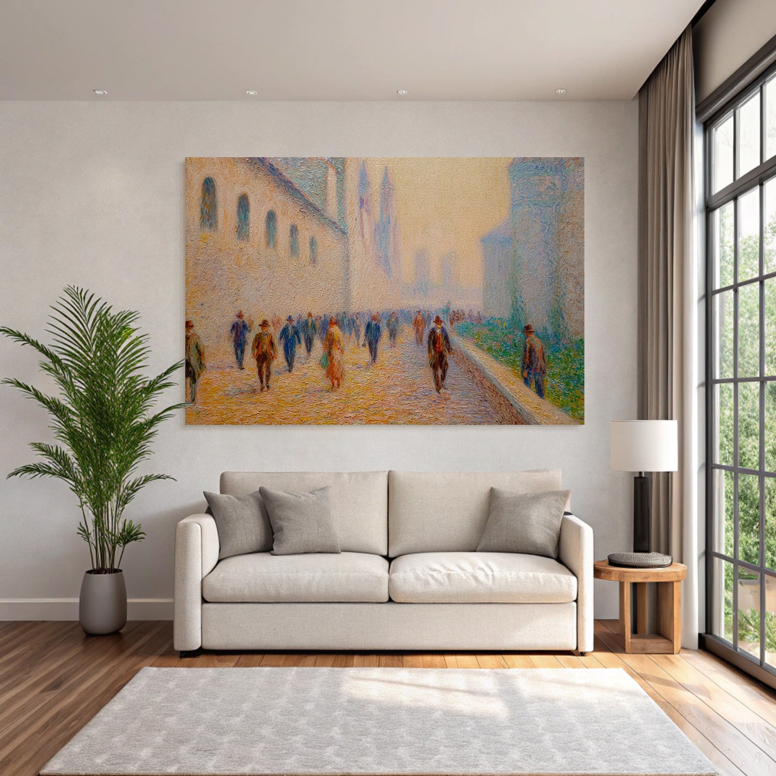 Impressionistische Strassenszene Mit Spaziergängern