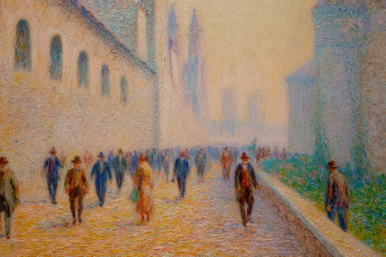Impressionistische Strassenszene Mit Spaziergängern | Jugendstil | Stilrichtungen