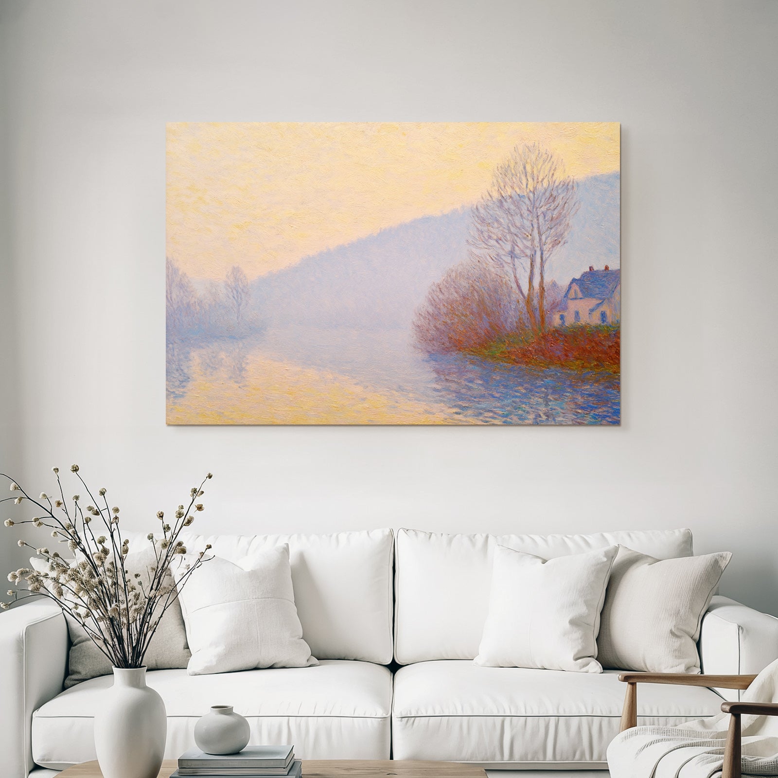 Impressionistische Landschaft Mit Baeumen Und Fluss