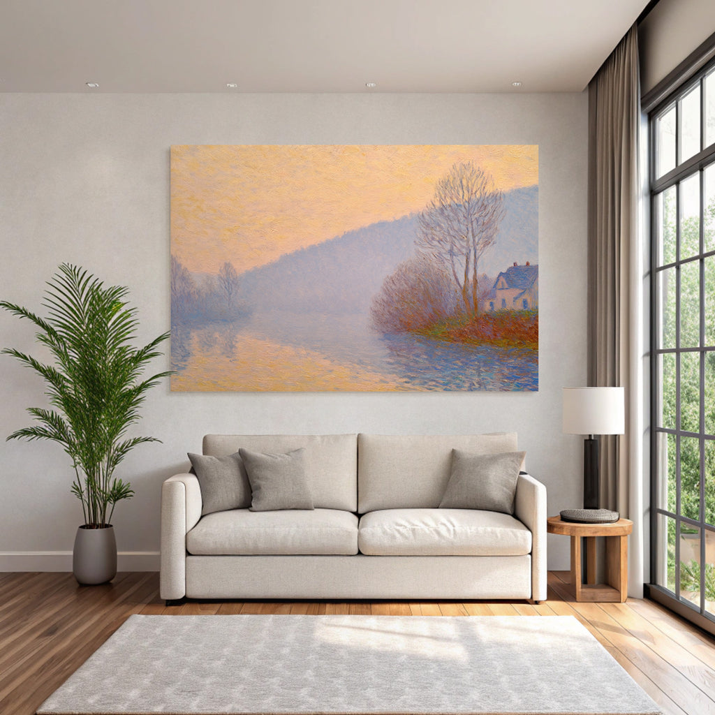 Impressionistische Landschaft Mit Baeumen Und Fluss