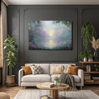 Neblige Impressionistische Landschaft Mit Ruhigem See