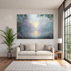 Neblige Impressionistische Landschaft Mit Ruhigem See